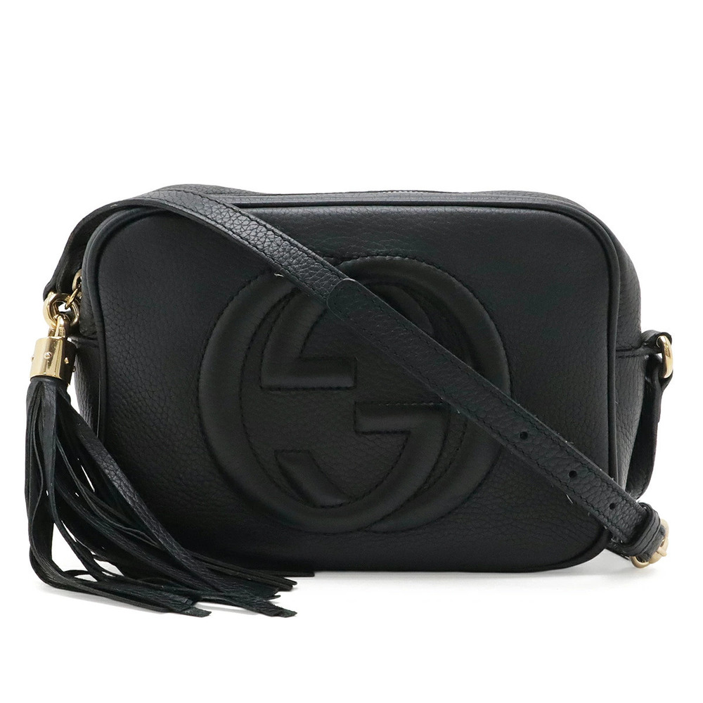 Gucci Soho Disco Tassel Fringe Crossbody Bag Leather Black